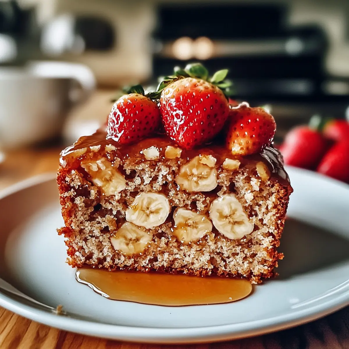 Erdbeer Bananenbrot mit Aberraschungs Crunch genieAen tdnwpg